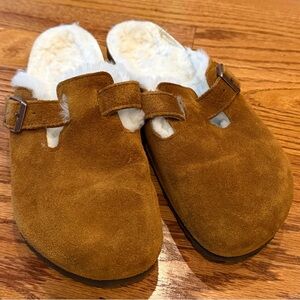 Birkenstock Boston Suede Shearling in Mink- Womens 39 (8-8.5)